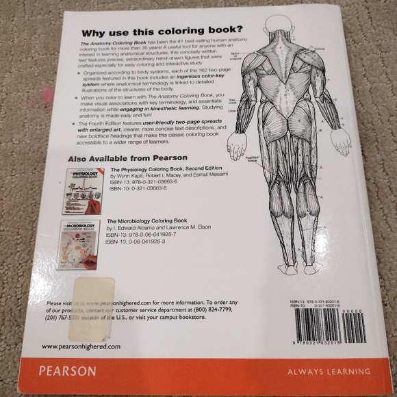 The Anatomy Coloring Book 4th Edition by Kapit & Lawrence (2014 Paperback) - Picture 4 of 4